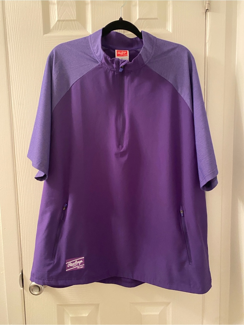 Rawlings Men’s Purple Short-Sleeve Half-Zip Athletic Top Size XL